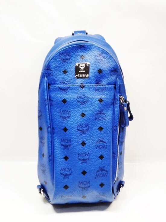 Authentic MCM Stark Blue Visetos Leather Backpack Unisex Designer Bag main image 13